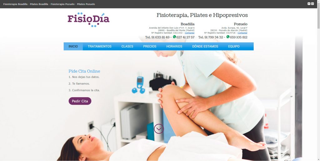 web para clínica fisioterapia