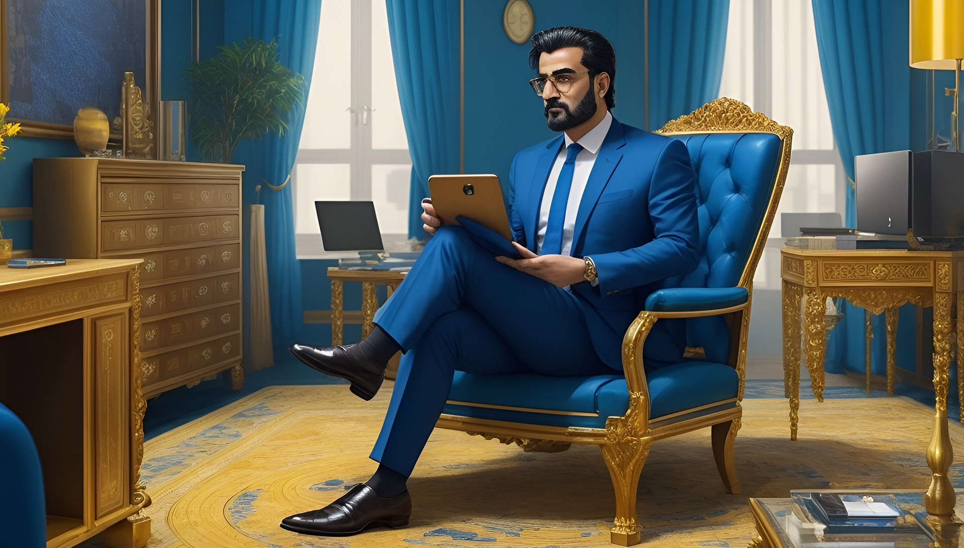 Imagen conceptual hombre de negocios con una tablet