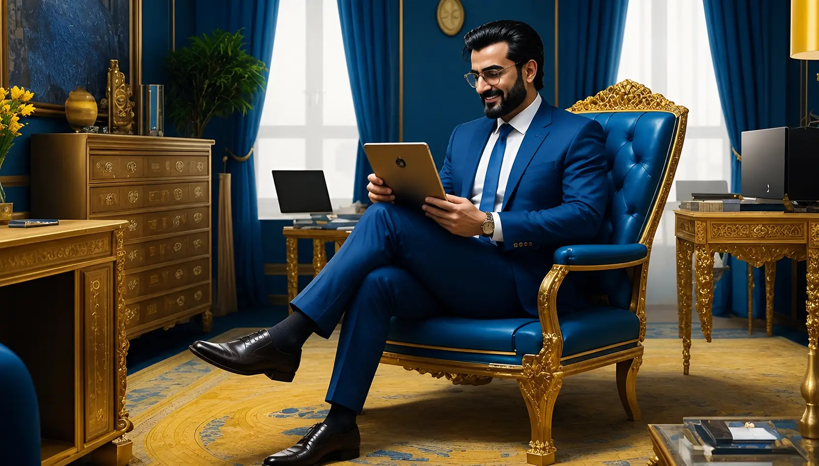 Imagen conceptual hombre de negocios con una tablet