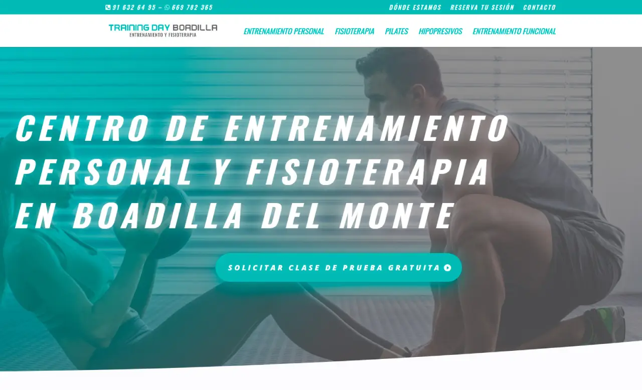 web para centro de entrenamiento